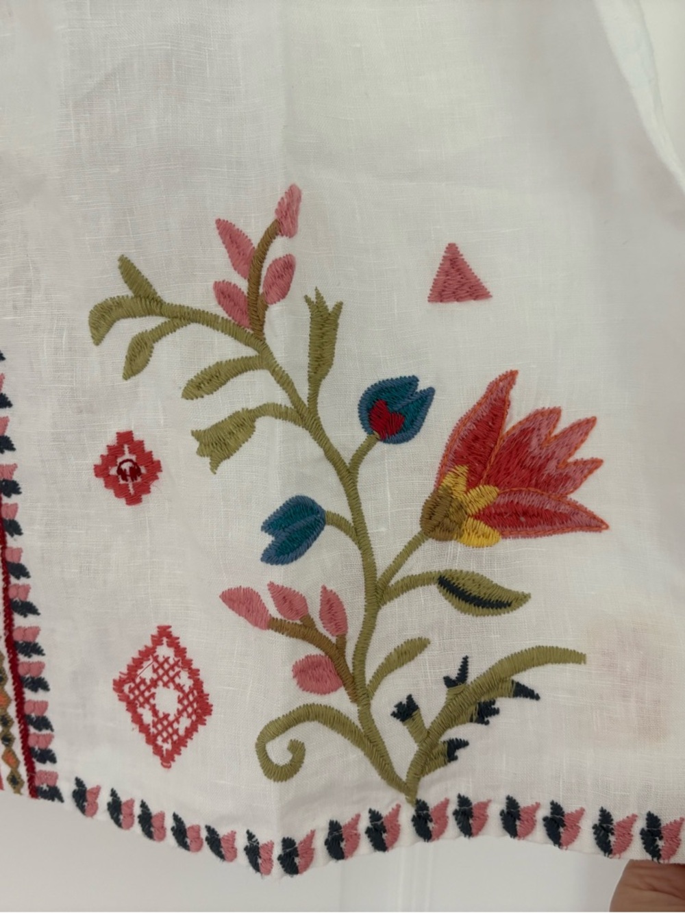 NWT Johnny Was Linen Embroidered Relaxed Yoke Tank M - Picture 5 of 12